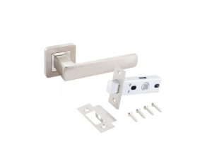 Комплект ручка и защелка  АЛЛЮР АРТ «КОЛОМБО» SN+L45-8 SN (2380/S45) мат.никель (20) (компл)