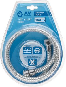 Шланг душевой, PVC, 1/2″ г-г 150 см, хром, AV Engineering