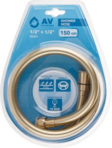 Шланг душевой, PVC, 1/2″ г-г 150 см, золото, AV Engineering