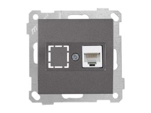 Розетка компьютерная 1xRJ45 (Cat5e, скрытая, без рамки) дымчатая, DARIA, MUTLUSAN