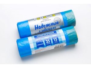 Мешки для мусора с завязками, 35 л, 15 шт, «НАДЕЖНЫЕ», синие, РОМАШКА