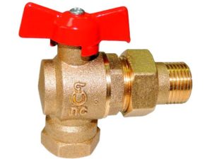 Кран шаровый угловой 1/2″ нар.-вн. бабочка (со сгоном) PN1,6 МПа 11Б27п17, Цветлит