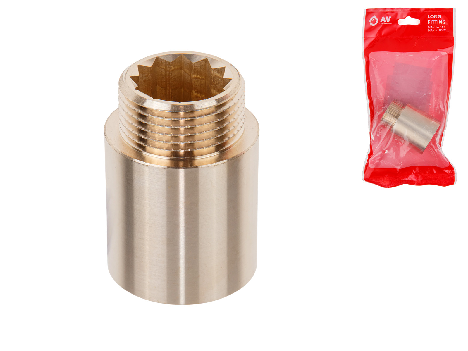 Удлинитель 1″ вн.-нар. х 40 мм, AV Engineering (инд. упак.)