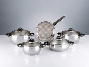 Кастрюля из нерж.стали, 4.6 л, ф 22 х 12, фурнитура черная, серия Bahama Black, HISAR