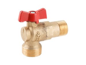 Кран шаровый угловой 1/2″ х 3/4″ для стир. машины PN1,6 МПа, 11Б27п17, Цветлит