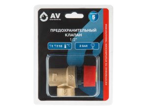 Предохранительный клапан 1/2″ вн.-вн. 2 Бар, AV Engineering (инд. упак.)