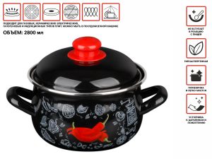 Кастрюля стальная эмалированная, 2.8 л, серия Перчик, PERFECTO LINEA