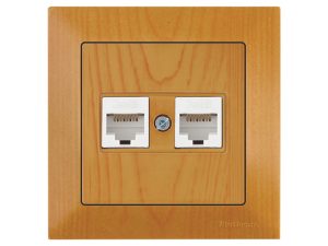 Розетка компьютерная 2xRJ45 (Cat6, скрытая) дуб, DARIA, MUTLUSAN