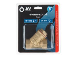 Фильтр косой 3/4″ вн.-вн., AV Engineering (инд. упак.)