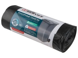 Пакеты для мусора Standard, 160 л, 20 шт, черные, ONE service