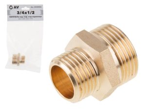 Ниппель ред. под евроконус 3/4″ нар. х 1/2″ нар., AV Engineering (инд. упак.)