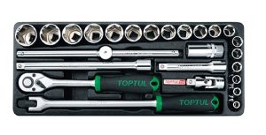 Набор-сет головок 1/2″ 25предм. 6гр. 434х176мм TOPTUL