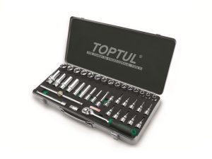 Набор головок и бит 3/8″ 39предм. 6гр. метал.кейс TOPTUL