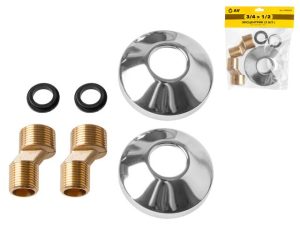 Эксцентрик с декоративной чашкой 3/4″ нар. х 1/2″ нар. (2шт), AV Engineering (инд. упак.)