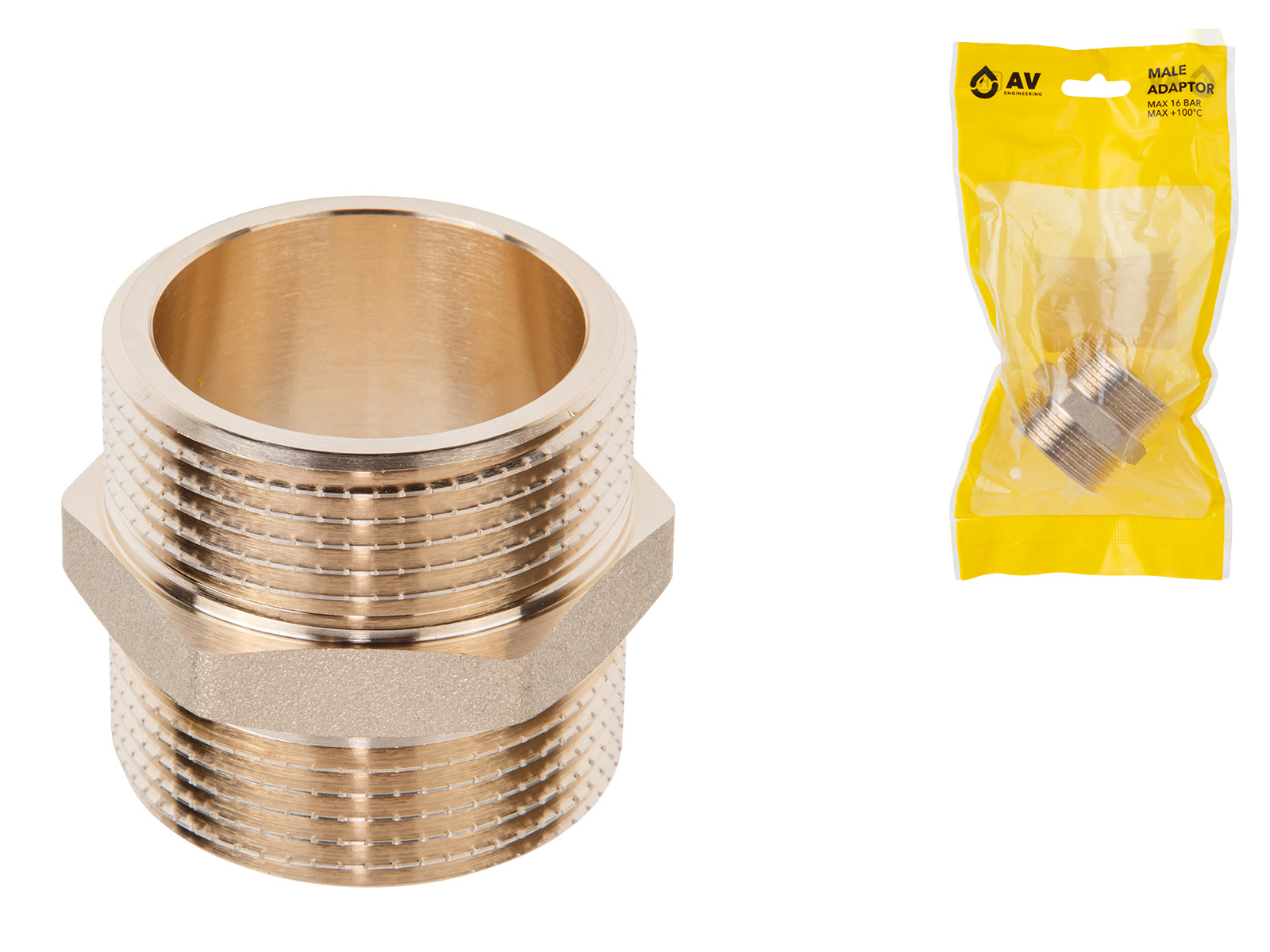 Ниппель 1 1/4″ нар.-нар., AV Engineering (инд. упак.)