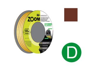 Уплотнитель «D» коричневый 9×7,5мм сдвоенный профиль (2х50м) ZOOM CLASSIC