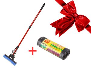 Швабра отжимная, красная + Пакеты для мусора Formula, 35 л, 30 шт., PERFECTO LINEA