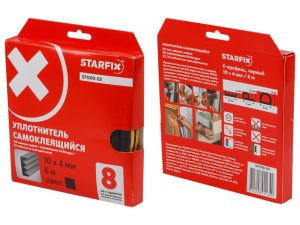 Уплотнитель «E» черный 10х4мм 6м (сдвоенный профиль 2х3м) STARFIX