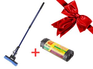 Швабра отжимная, синяя + Пакеты для мусора Formula, 35 л, 30 шт., PERFECTO LINEA