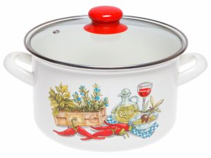 Кастрюля стальная эмалированная, 4.7 л, серия Бонжур, PERFECTO LINEA