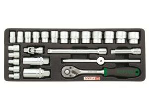 Набор-сет головок 3/8″ 25предм. 6гр. 136х364мм TOPTUL