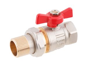 Кран шаровый 3/4″ нар.-вн. бабочка (со сгоном) PN40, AV Engineering