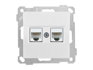 Розетка компьютерная 2xRJ45 (Cat5e, скрытая, без рамки) белая, DARIA, MUTLUSAN