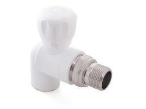 Кран шар. ПП для радиатора 20х1/2″ угл., бел. РТП
