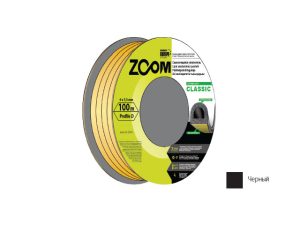 Уплотнитель «D» черный 9×7,5мм сдвоенный профиль (2х50м) ZOOM CLASSIC