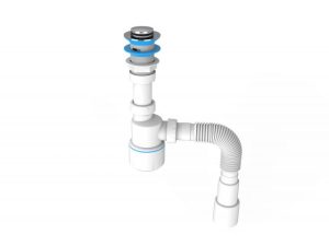 Сифон для умывальника, click-clack, гайка 32 мм, с гибк. труб. 1 1/4″- 40/50мм, AV Engineering