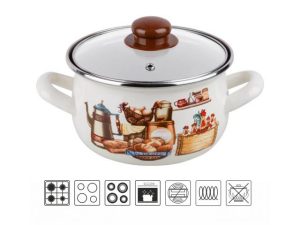Кастрюля стальная эмалированная, 2.8 л, серия Традиции, PERFECTO LINEA