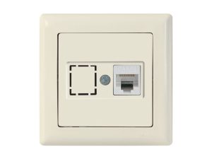 Розетка компьютерная 1xRJ45 (Cat6, скрытая) кремовая, DARIA, MUTLUSAN
