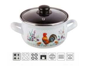 Кастрюля стальная эмалированная, 2.1 л, серия Золотой гребешок, PERFECTO LINEA