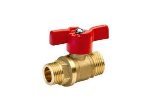 Кран шаровый 1/2″ нар. х 3/4″ нар. бабочка PN1,6 МПа, 11Б27п7, Цветлит