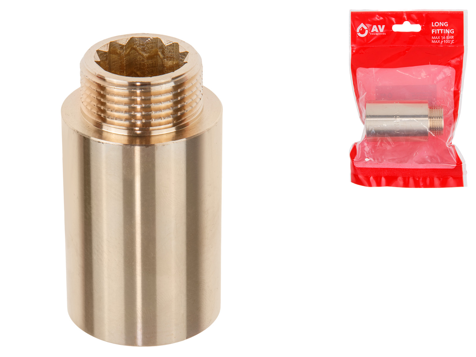 Удлинитель 3/4″ вн.-нар. х 50 мм, AV Engineering (инд. упак.)