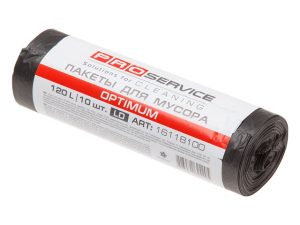 Пакеты для мусора Optimum, 120 л, 10 шт., черные, PROservice