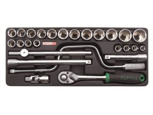 Набор-сет головок 1/2″ 26предм. 6гр. 434х176мм TOPTUL