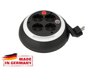Удлинитель 3м на барабане (4 роз., 3.3кВт, с/з, ПВС) черно-белый Brennenstuhl Comfort-Line