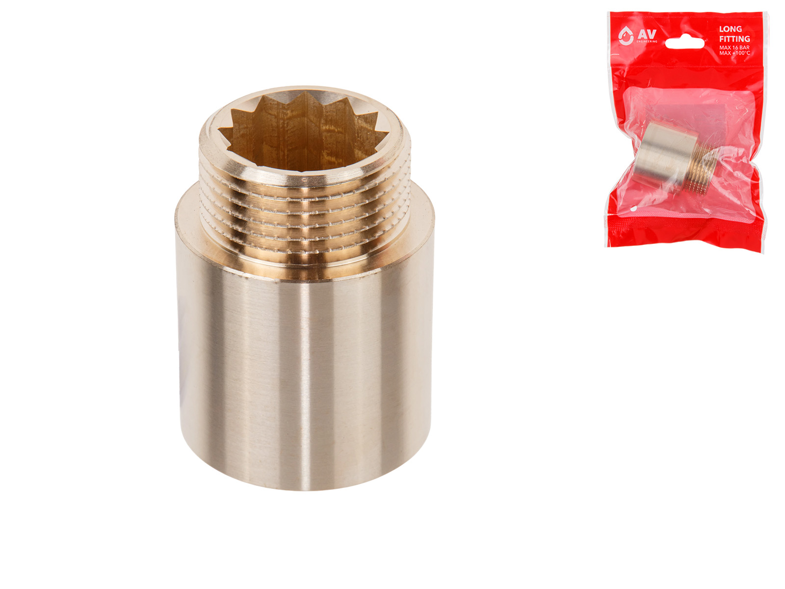Удлинитель 1″ вн.-нар. х 30 мм, AV Engineering (инд. упак.)