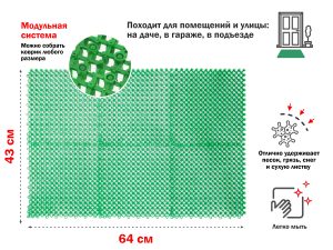 Коврик придверный, 43х64 см, «Травка», зелёный, PERFECTO LINEA