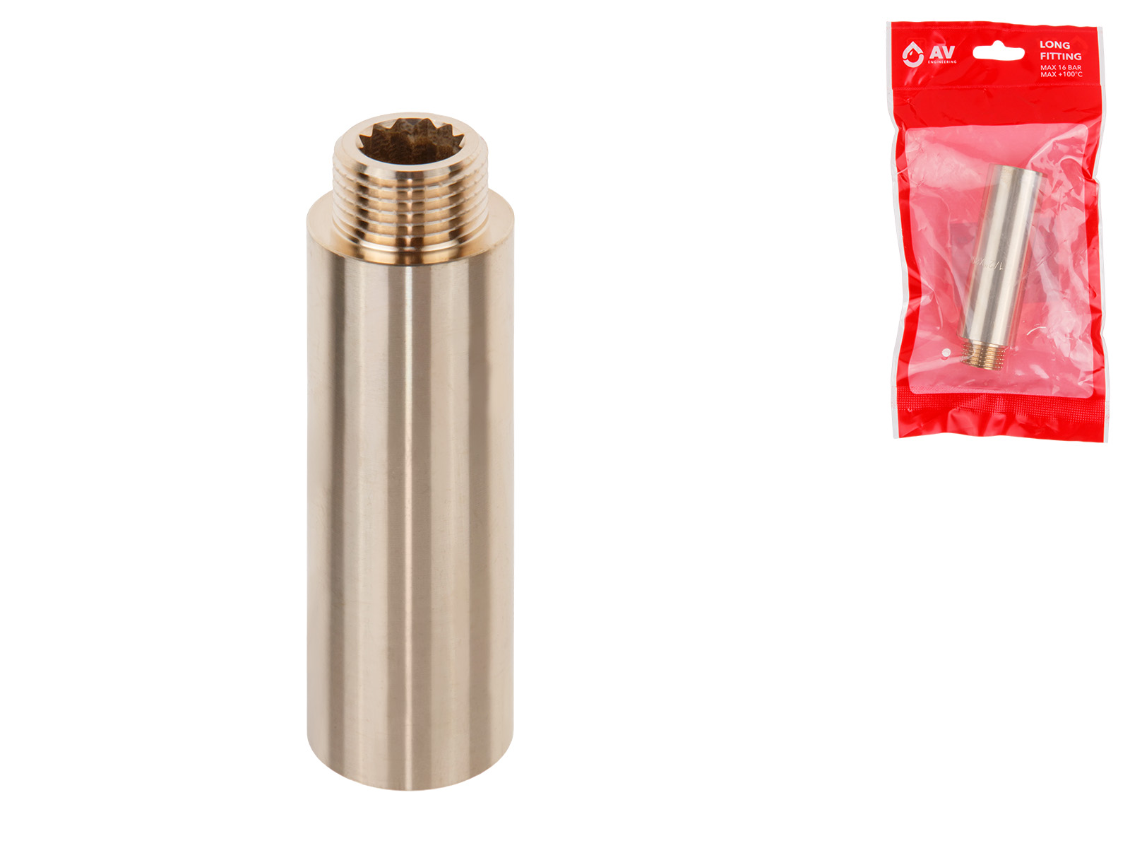 Удлинитель 1/2″ вн.-нар. х 80 мм, AV Engineering (инд. упак.)