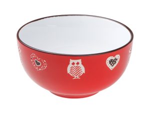 Салатник керамический, 130 мм, круглый, серия Романтика, красный, PERFECTO LINEA