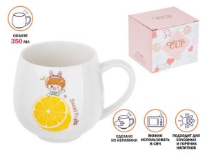Кружка керамическая, 350 мл, Sweet fruits, лимон, PERFECTO LINEA