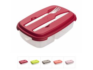 Контейнер пласт. прямоуг. 0.5 л + 0.3 л, с крышкой, Frigo Lunch, DRINA
