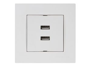 Розетка компьютерная 2хUSB (скрытая, горизонт.) белая, RITA, MUTLUSAN