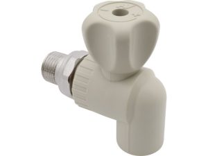Кран шар. ПП для радиатора 20х1/2″ угл., сер. FV Plast