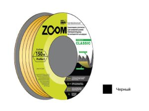 Уплотнитель «E» черный 9×4 мм сдвоенный профиль (2х75м) ZOOM CLASSIC