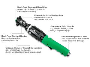 Пневмогайковерт-трещотка 1/2″163N/m SUPER DUTY TOPTUL (KAAL1612)