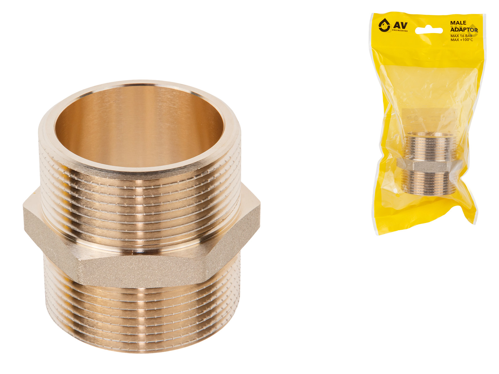 Ниппель 1 1/2″ нар.-нар., AV Engineering (инд. упак.)