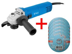 Одноручная углошлифмашина BULL WS 1206 в кор. + АКЦИЯ!(5 отрезных кругов в ПОДАРОК!)